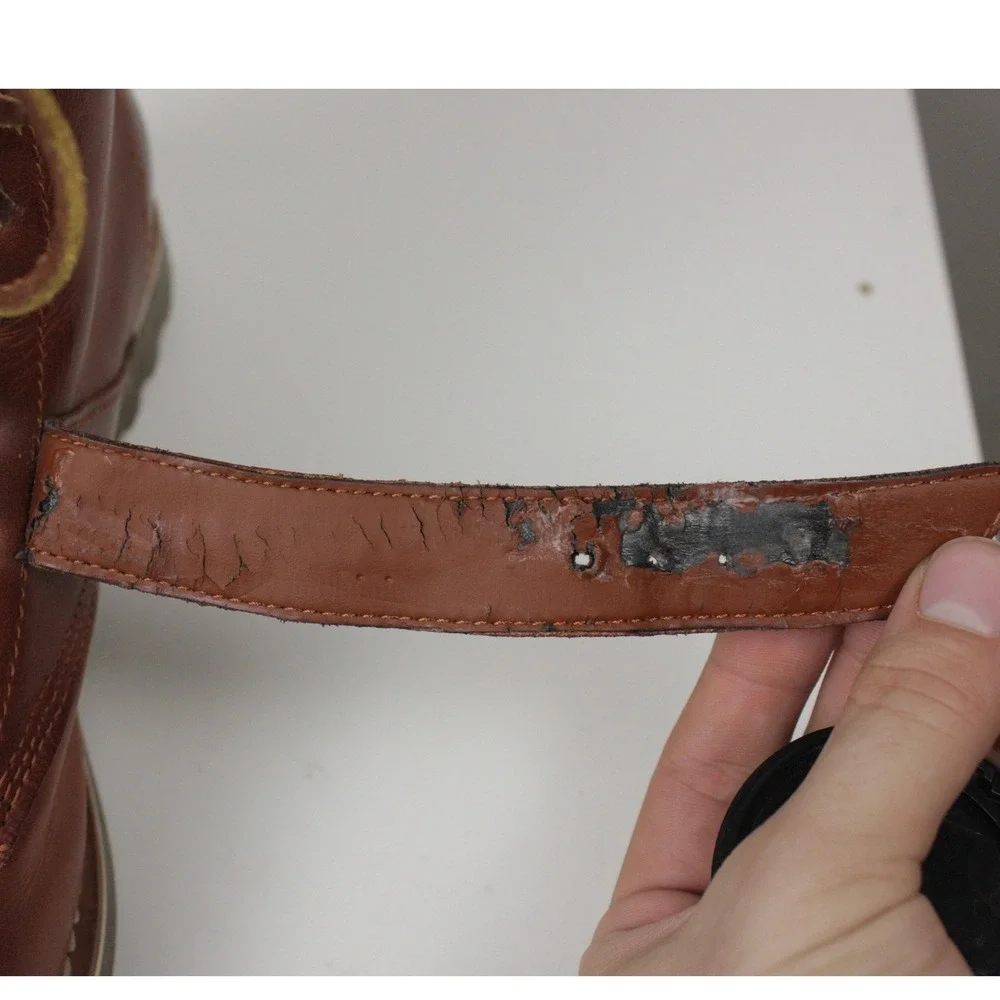 Polo Ralph Lauren Maurice Leather Harness Boots Mens 9D Brown Lace Up Moto